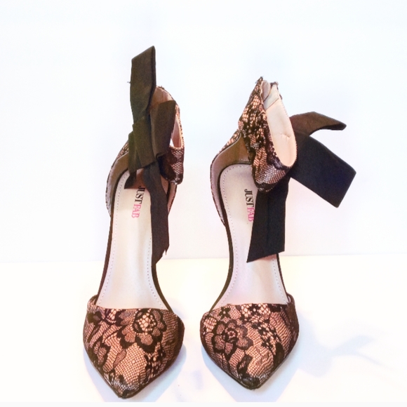 JustFab Shoes - • Just Fab Giada Lace Overlay Heels •